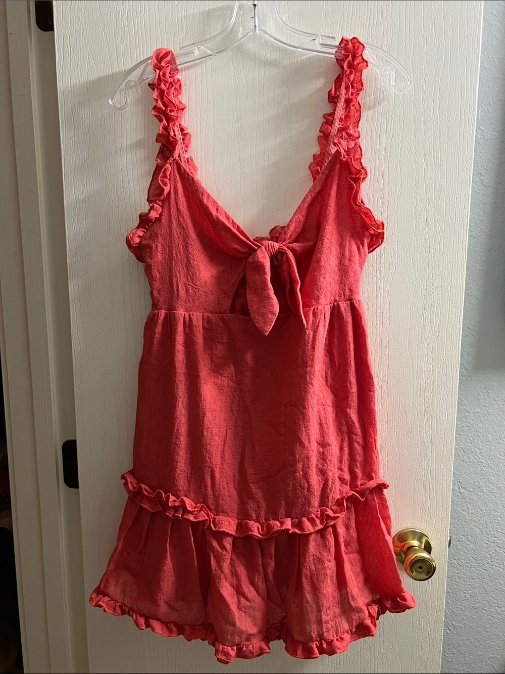 Women’s Coral Ruffle Tie-Front Sundress